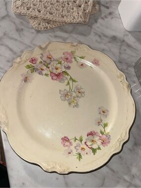 3 different plates - Vintage Floral Ceramic Dinner Plate - Pink & Cream